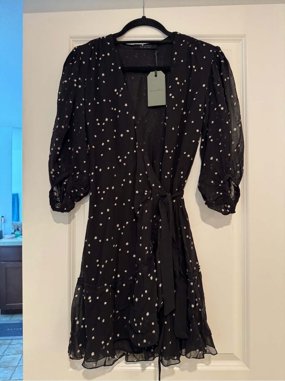 All Saints Black Wrap Around Dress Size US 2